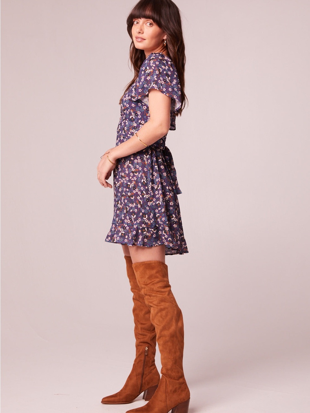 NWT Band of the Free Coraline Purple Floral Crossover Mini Dress - Picture 8 of 9